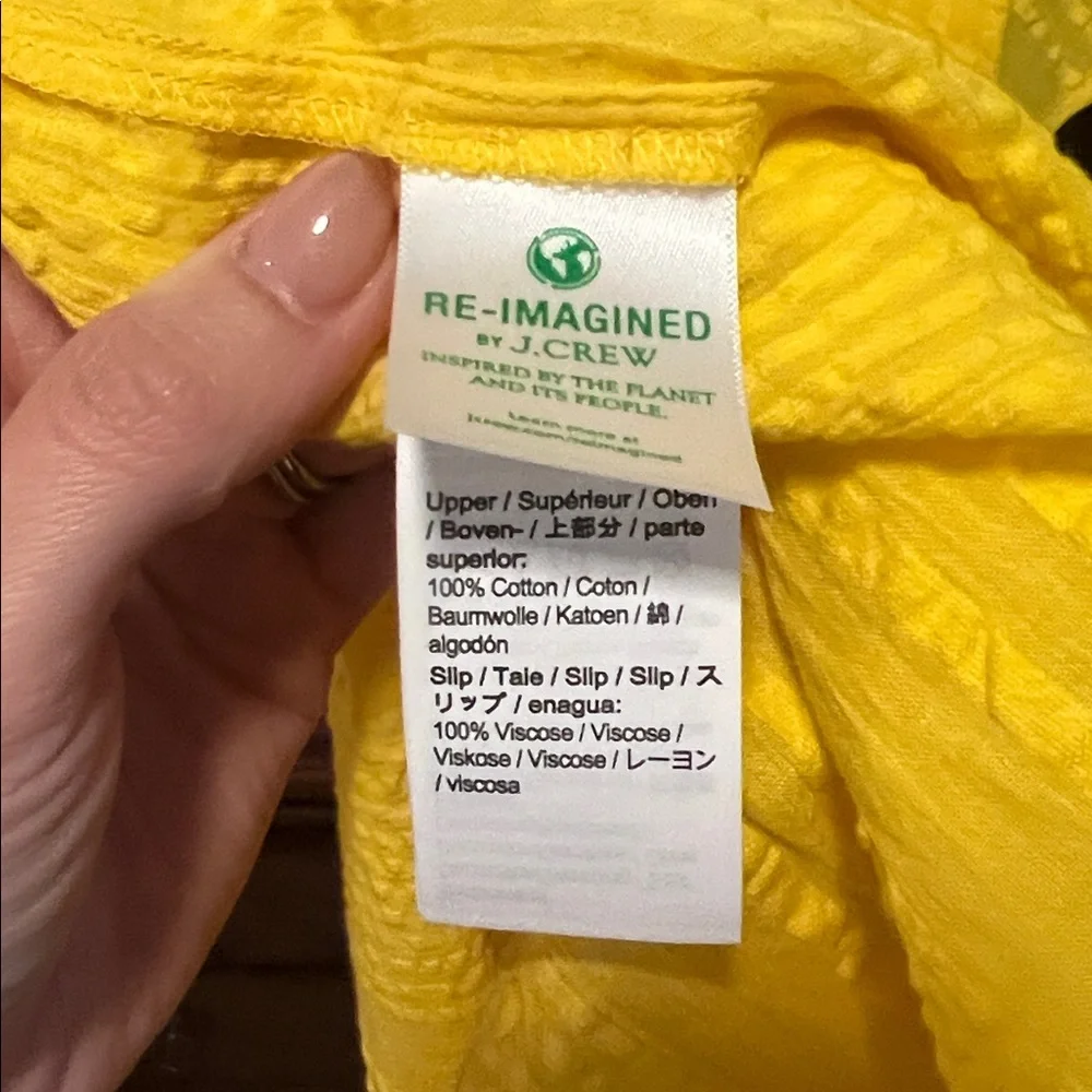 J Crew NWT Ruffle trim yellow tiered dress cotton size medium - Picture 4 of 4